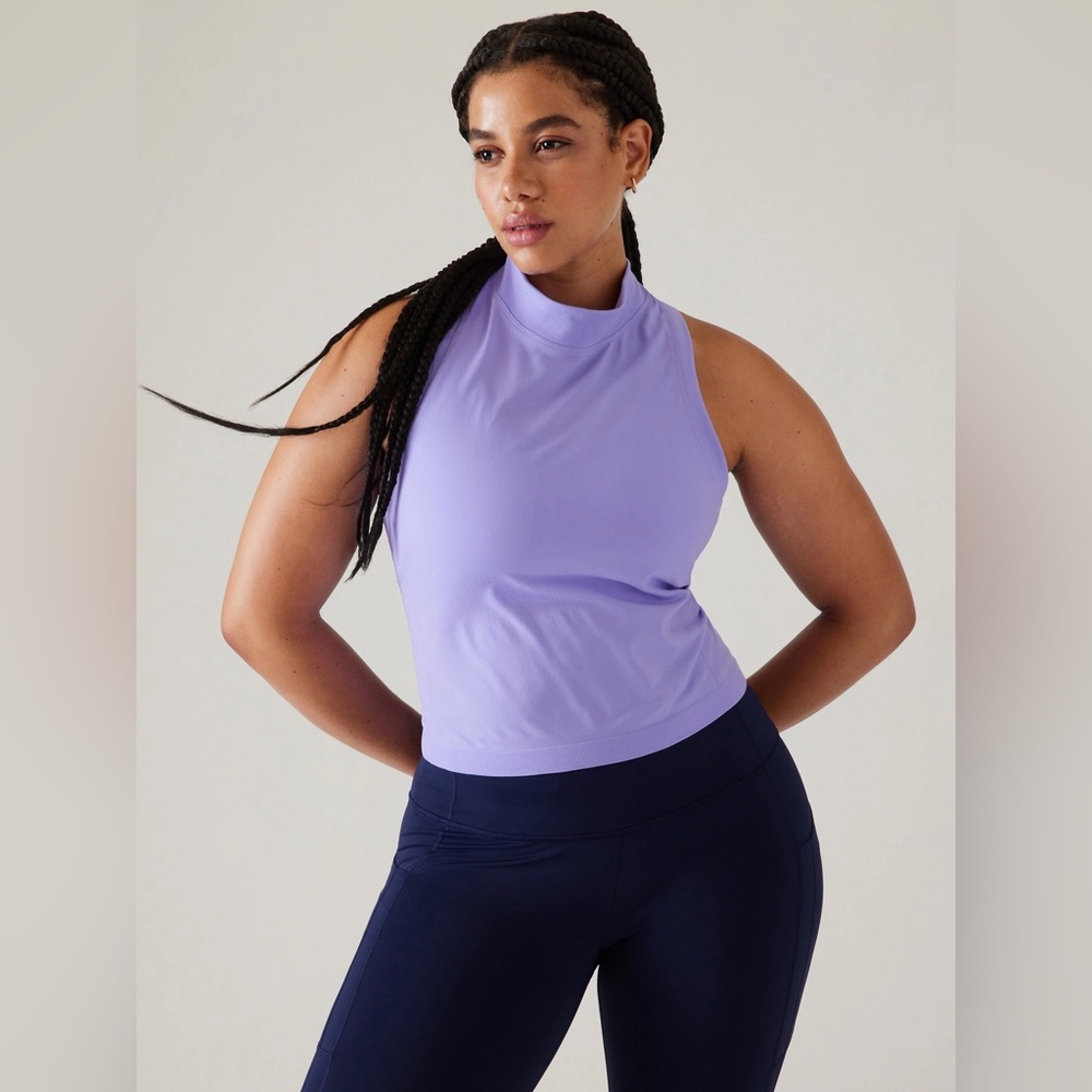 NEW Athleta Momentum Seamless Mock Tank Purple Size Medium